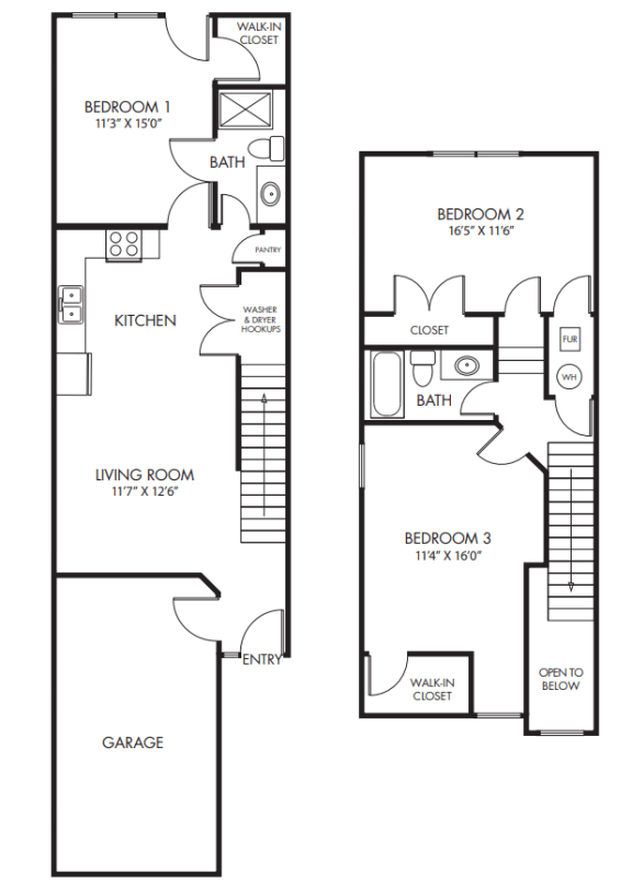 Floor Plans of FieldHouse Townhomes in Riverside, MO